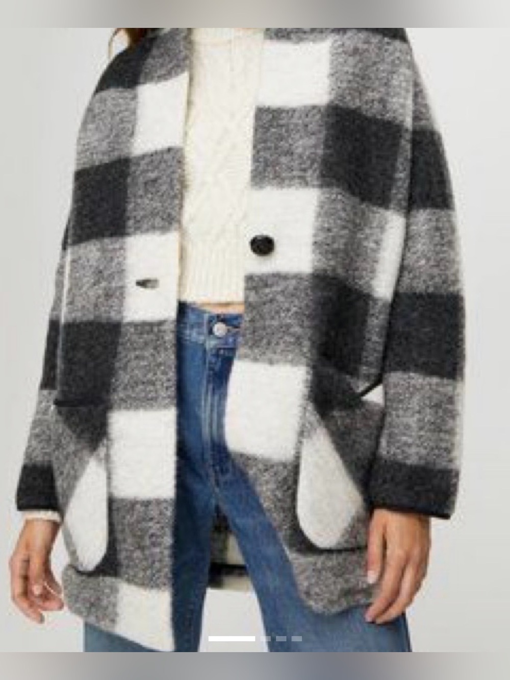 NWT Aritzia Wilfred Free Neelam Coat Plaid Jacket - Heather Black/Oak - Medium